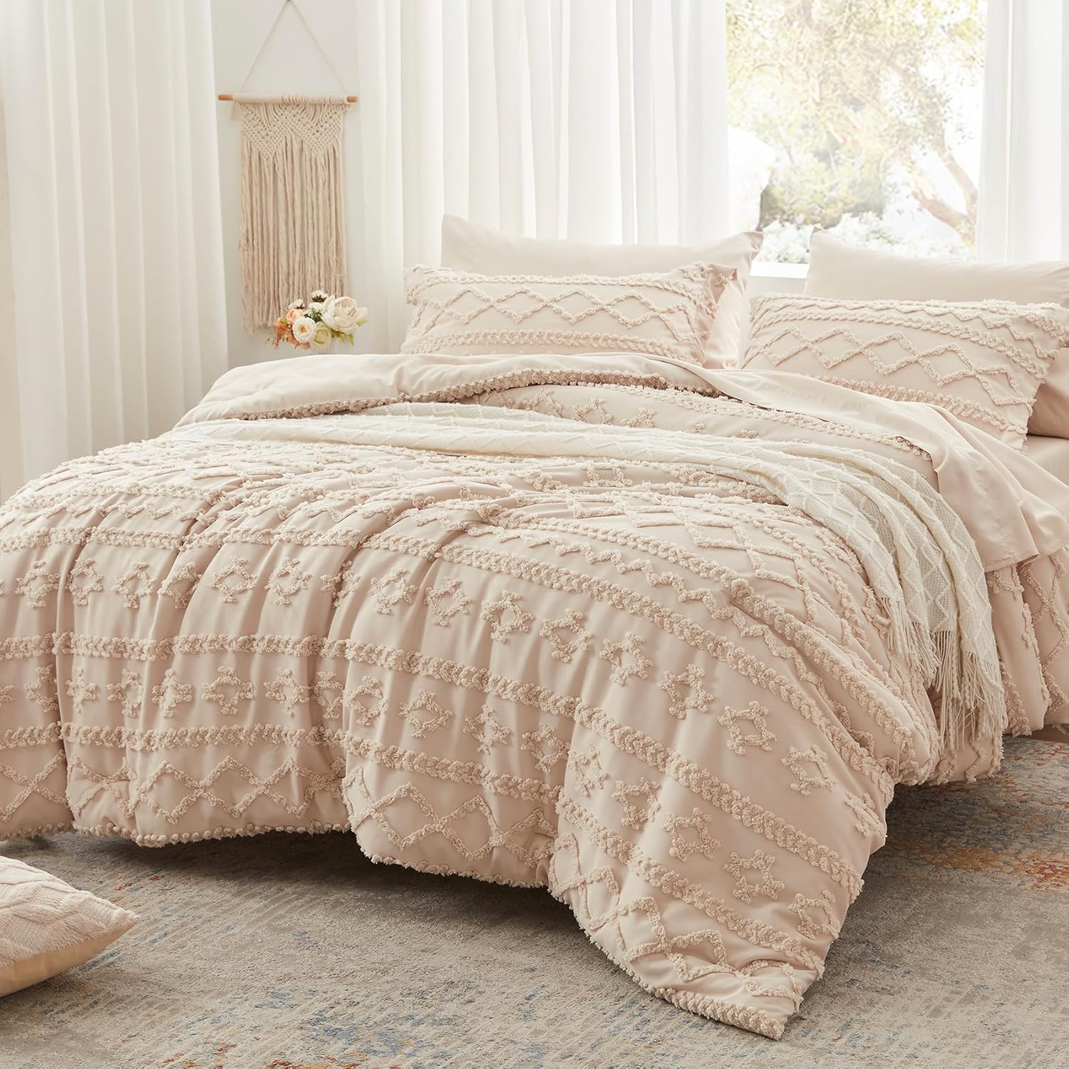 Boho Tufted Bed in a Bag Set - 7 Pcs All Season Bedding Comforter Set